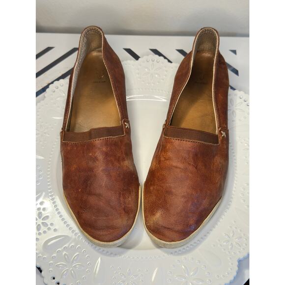 Women's Frye Melanie Brown Leather Slip On Flats - Loafers - Size 7.5 - Picture 1 of 13